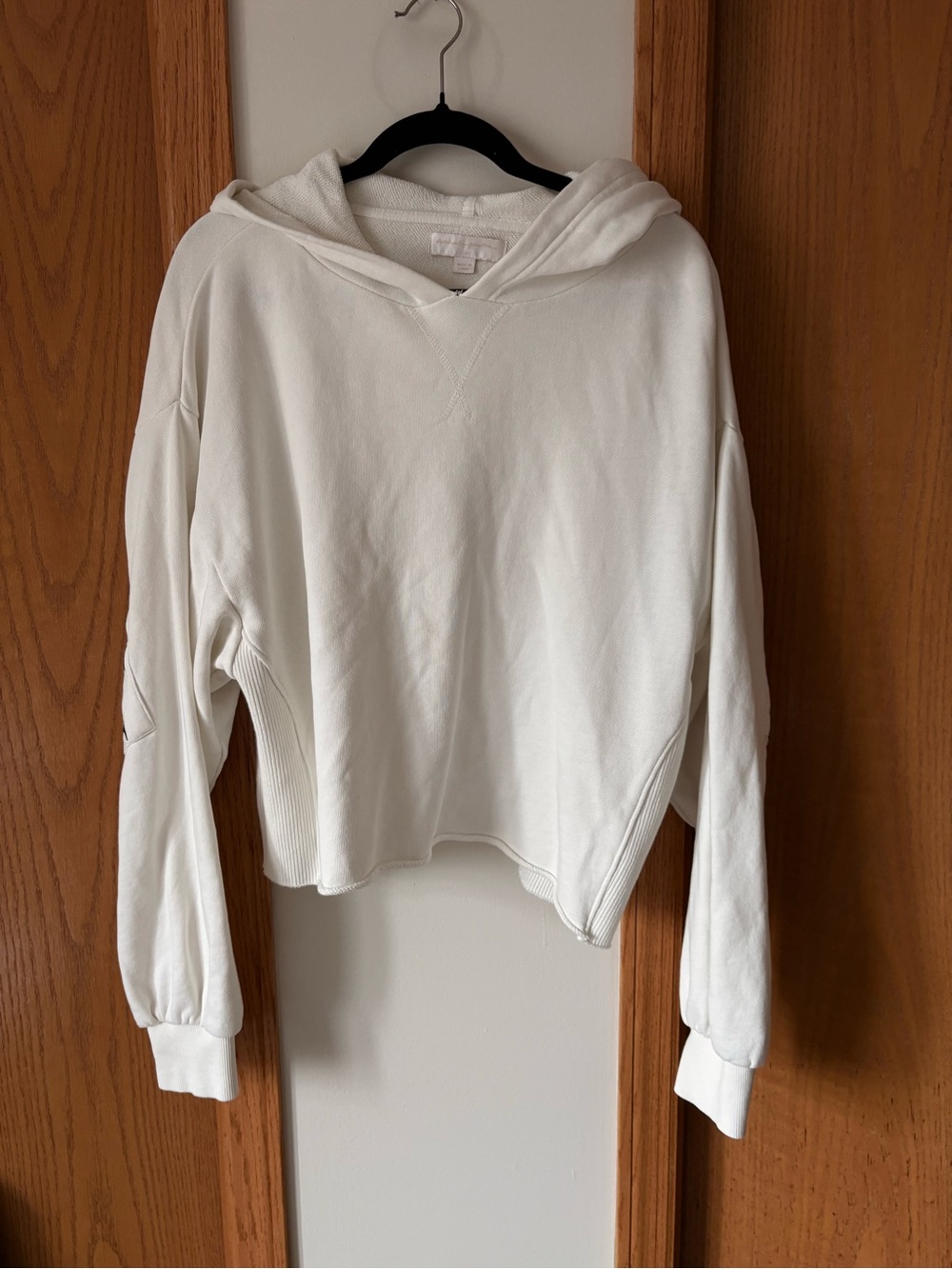 Spiritual Gangster Cotton White Cropped Hoodie Sweatshirt Sz L